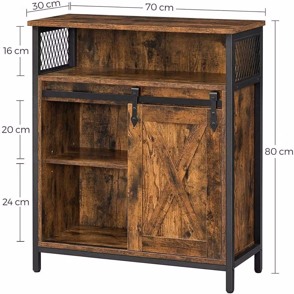 FORGEVIO Vintage Industrial Small Storage Cabinet and Rustic Sideboard in Brown and Black – 2