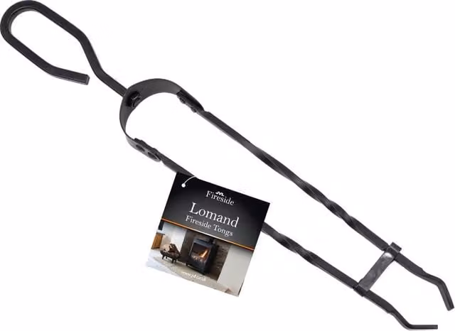 JVL Lomand Black Fireside Tongs for Fireplace and Log Burners