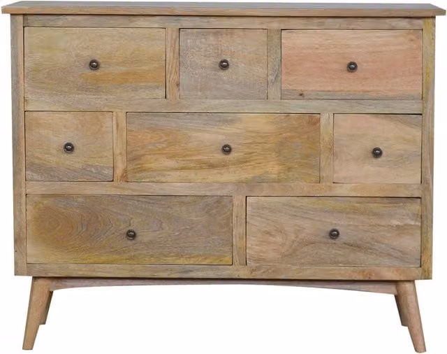 KDMK 8-Drawer Rustic Mango Wood Chest of Drawers in Brown