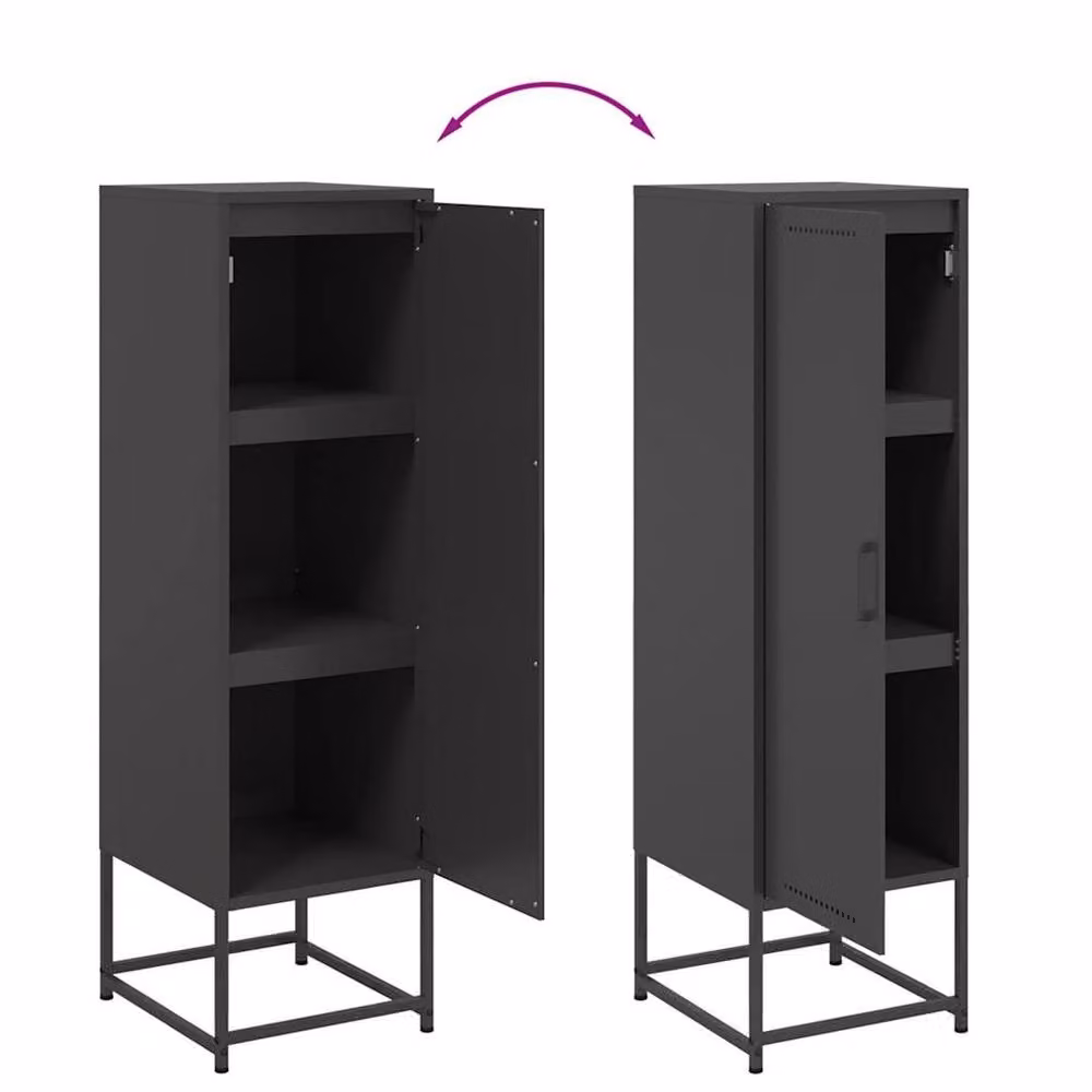 Berkfield Home Modern Matt Black Steel Highboard, W: 36 cm, D: 39 cm, H: 123 cm – 4