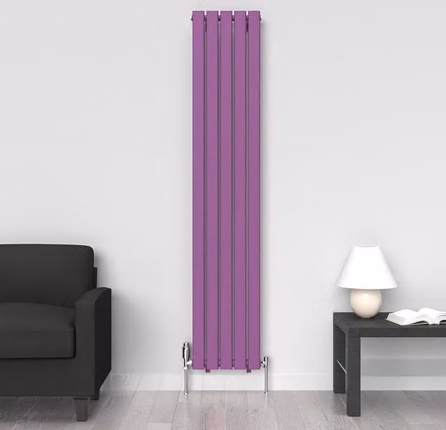 Lux Heat Flat Coloured Vertical Radiator in Purple, H 180 cm x W 35 cm