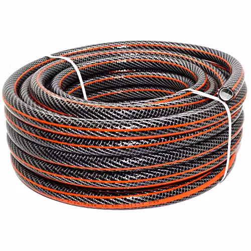 SolaDirect 15 m Kink-Free 1/2 inch Reinforced PVC Garden Hose Pipe, Black and Orange