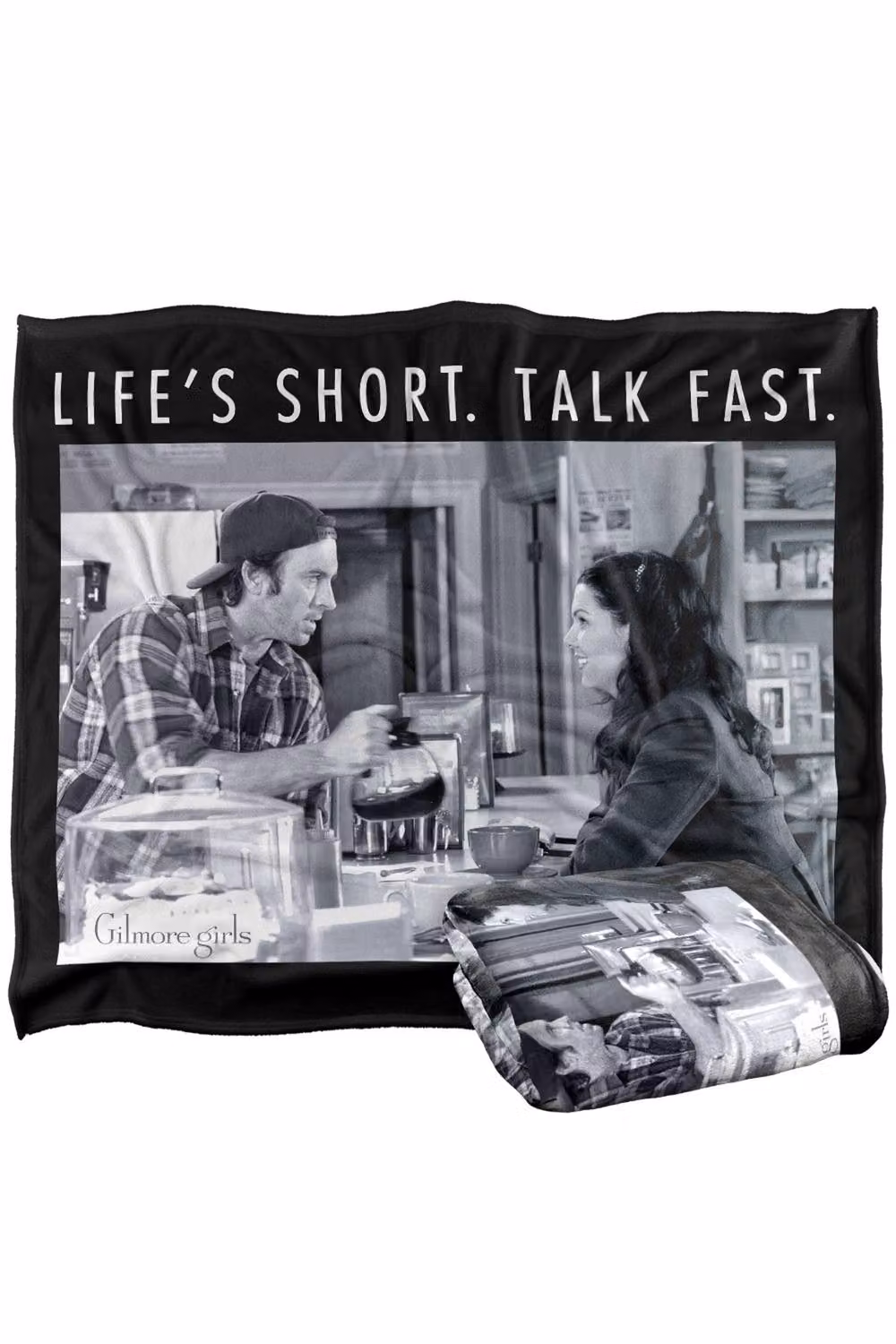 Warner Bros. Gilmore Girls Life's Short Talk Fast Luke and Lorelai Super Soft Fleece Throw Blanket, Multicolour, W: 152 cm, D: 127 cm – 6
