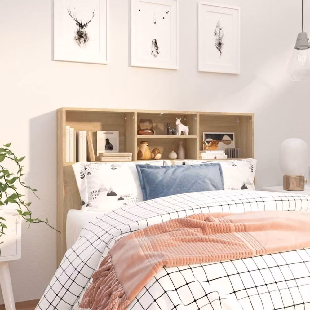 Berkfield Home Modern Headboard Cabinet in Sonoma Oak, W/D/H: 120 x 19 x 103.5 cm – 2