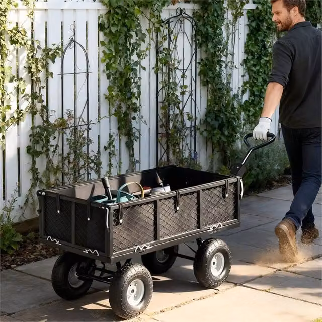 EONLION Black Garden Trolley Cart with Liner – 1