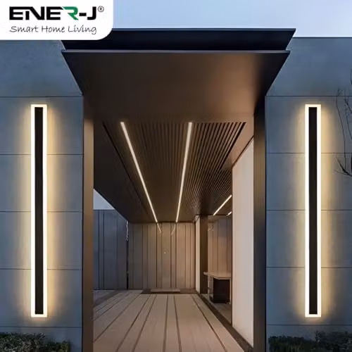 ENERJ Modern Outdoor LED Wall Light, 60W CCT Tunable and Dimmable Linear Sconce with Remote Control, IP65 Waterproof Matte Black Architectural Lamp, Length: 120 cm – 4