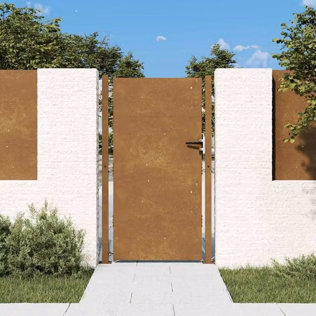 Berkfield Brown Corten Steel Garden Gate, W: 105 cm, H: 180 cm