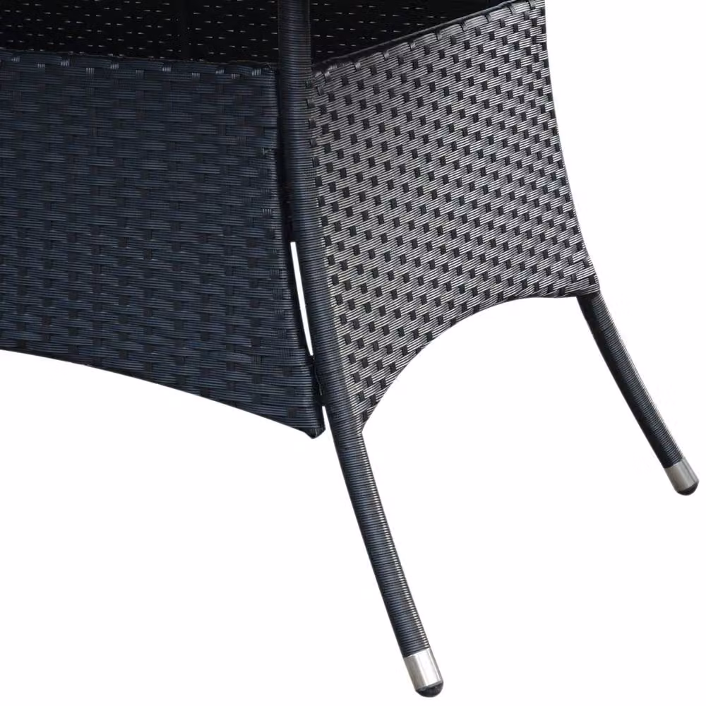 Wyld Haus Loreke Black Rattan 6 Seater Outdoor Dining Set with Glass Top Table – 5