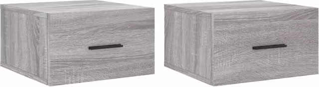 Berkfield Home Wall-mounted Bedside Cabinets, 2 Piece Set, Grey Sonoma, W/D/H: 35 x 35 x 20 cm
