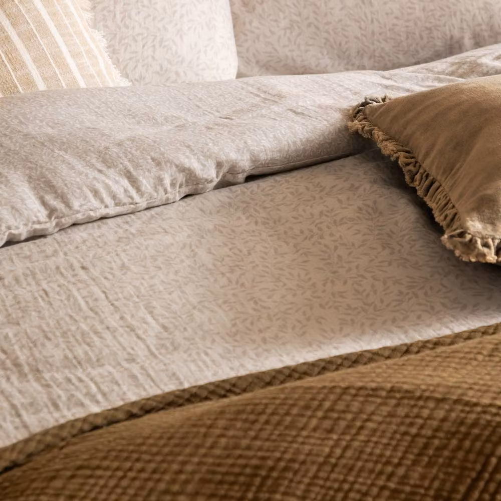 Yard Perrie Leaf Muslin 100% Cotton Duvet Cover Set in Beige, W/D/H: 140 x 200 cm – 2