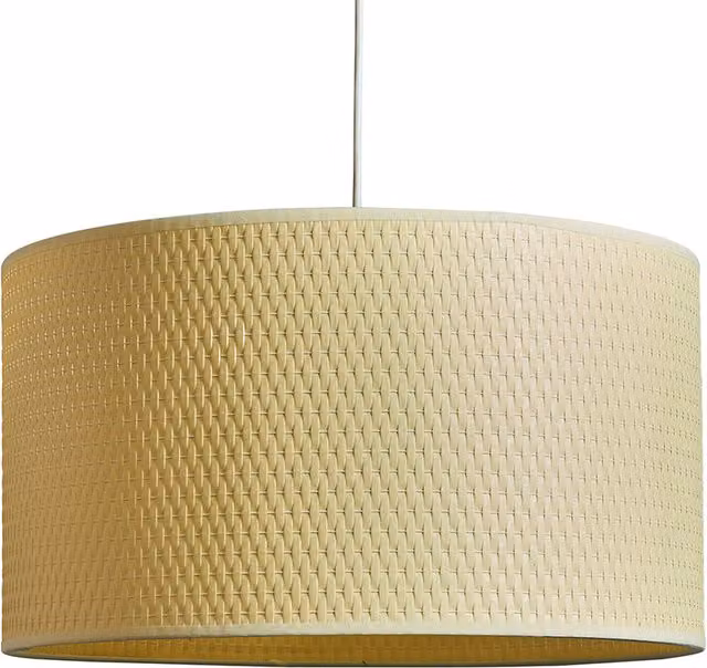 ValueLights Leno Modern Cylinder Rattan Ceiling Pendant Shade in Beige and Yellow