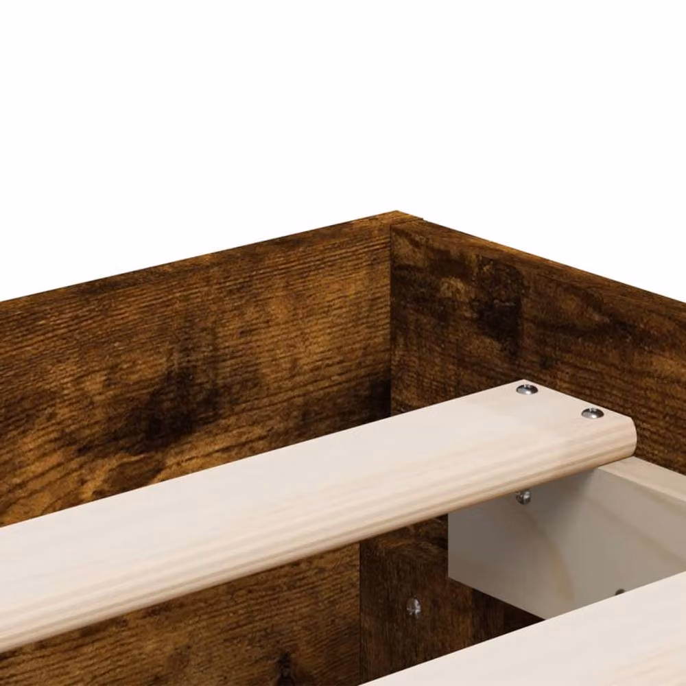 Berkfield Home Modern Bed Frame with Drawers in Smoked Oak Brown, W/D/H: 140 x 190 x 138 cm – 4