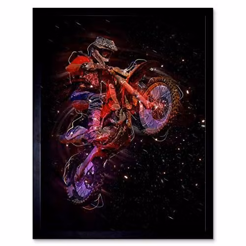 Wee Blue Coo Electric Light Motocross Bike Framed Art Print Poster Wall Decor