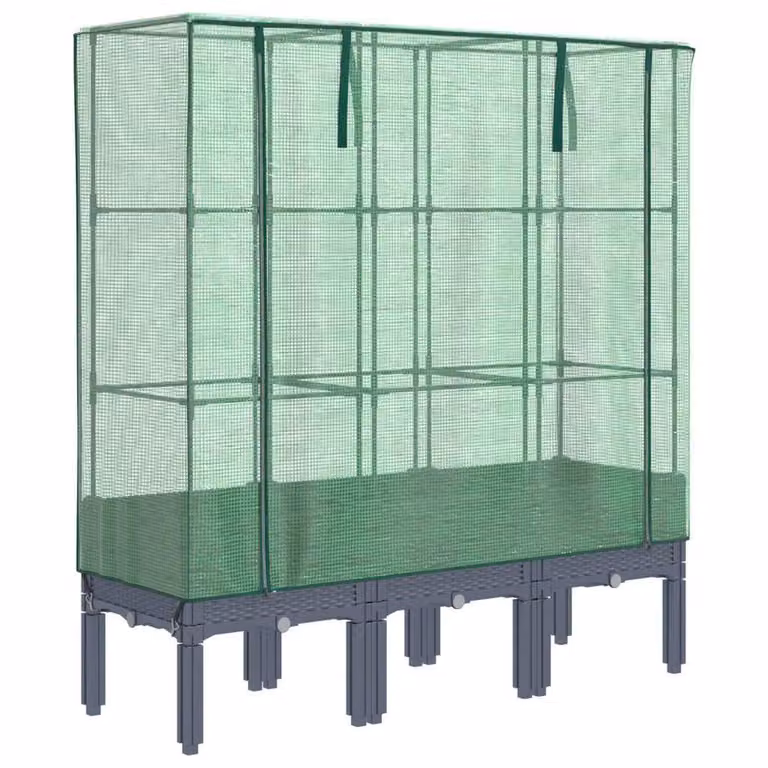 Berkfield Home Raised Bed with Greenhouse Cover in Black Rattan Look, W/D/H: 120 x 40 x 140 cm
