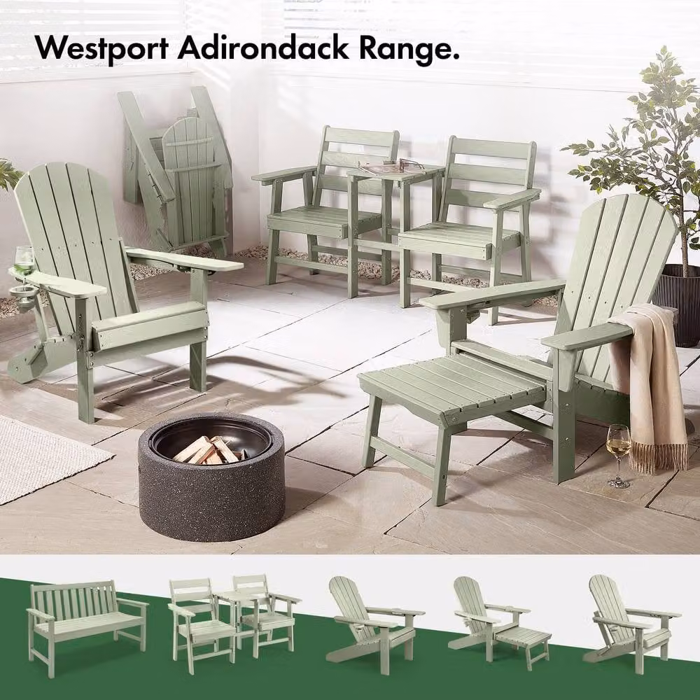 VonHaus Jack & Jill Garden Bench Seat in Green, Waterproof HDPE Plastic – 4
