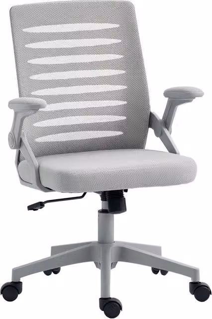 Rolipo Grey Mesh Task Chair with Adjustable Height, Armrests and Swivel Castors