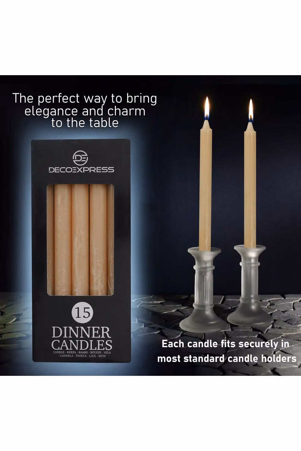 Deco Express Set of 15 Rustic Taper Candles in Brown – 3