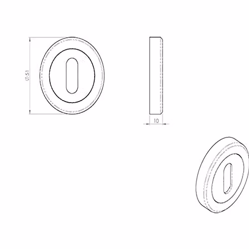 Loops 51mm Lock Profile Escutcheon with Chamfered Edge and Concealed Fix in Antique Brass – 2
