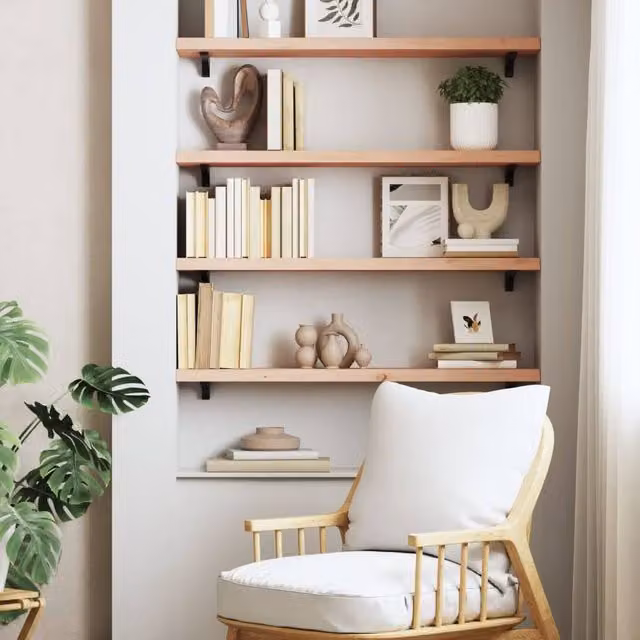 Berkfield Home Wall Mounted Rustic Oak Shelf in Brown, W/D/H: 80 x 20 x 4 cm – 1