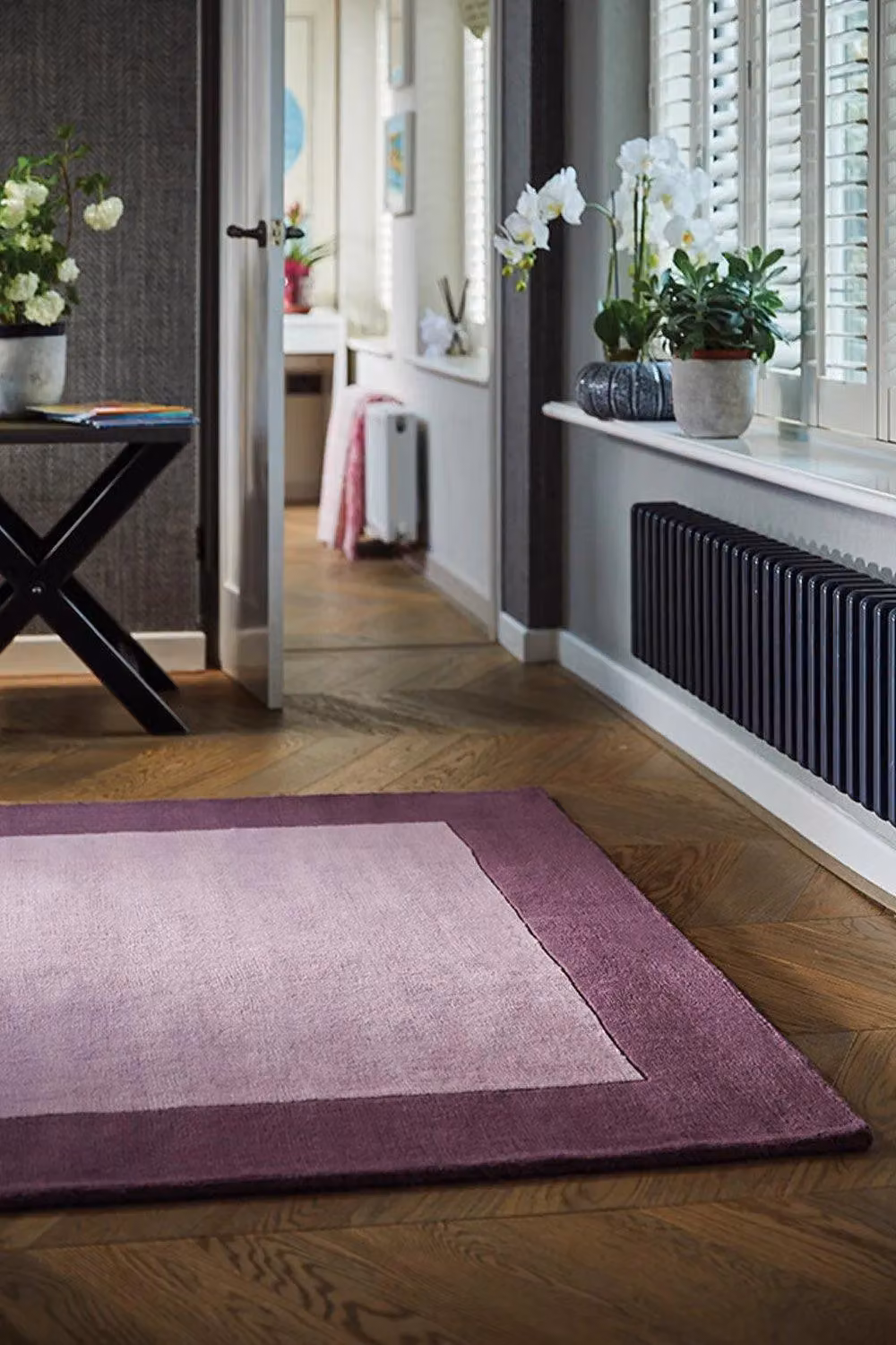 e-Rugs Contemporary Borders Hand Loom Woven Wool Rug in Pink and Purple, W: 200 cm, D: 290 cm – 2
