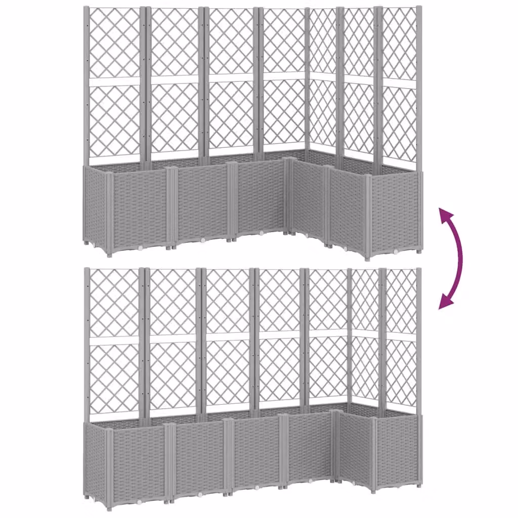 Berkfield Home Garden Planter with Trellis in Light Grey, W/D/H: 160 x 120 x 140 cm – 3