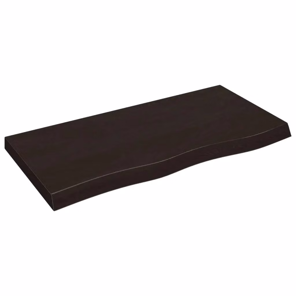 Berkfield Home Bathroom Countertop in Dark Brown and Grey Treated Solid Wood W: 100 cm, D: 50 cm, H: 2-6 cm – 1