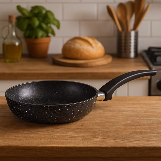 Orsina 26cm Non-Stick Stainless Steel and Aluminium Frying Pan, Black