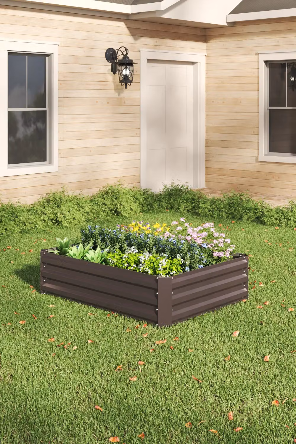 Living and Home Galvanised Steel Raised Garden Bed Planter Box in Brown, W/D/H: 120 x 90 x 30 cm – 2