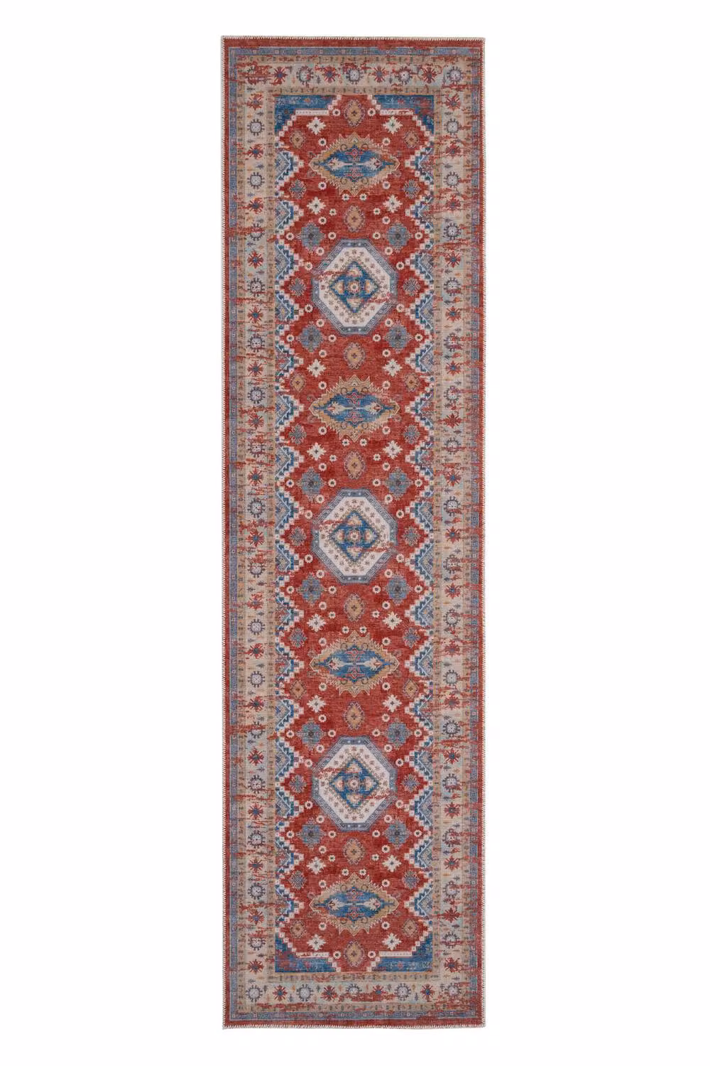 Kukoon Red Vintage Machine Washable Looped Pile Living Room Area Rug, W: 80 cm, L: 300 cm – 5