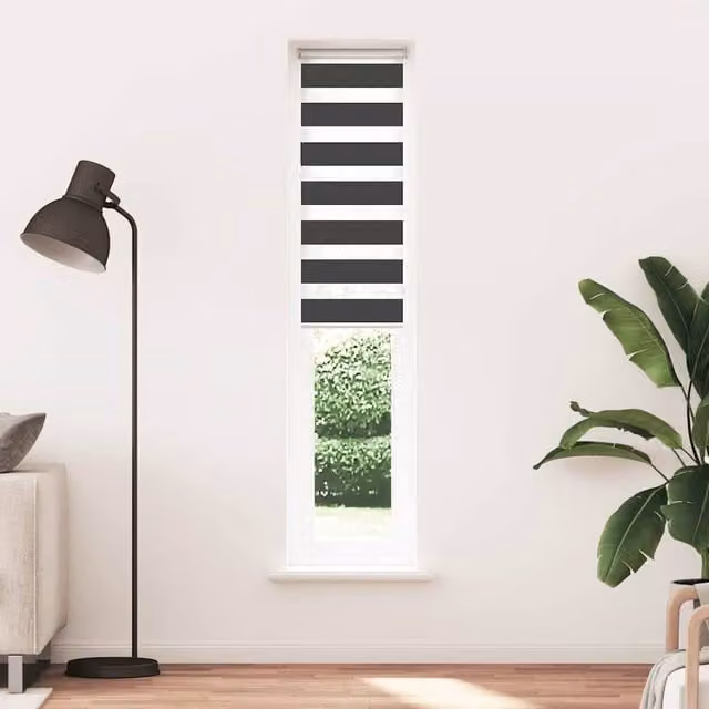 Berkfield Home Black Zebra Blind with Polyester Fabric, W: 45 cm, H: 200 cm