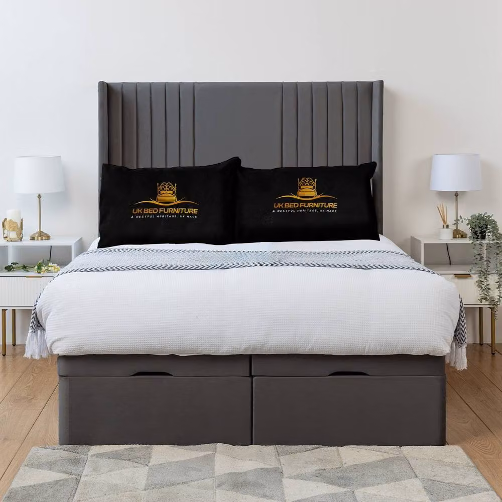 Luxor Living Luxor Wingback Ottoman Divan Bed with 54 Inch Headboard in Anthracite Grey, Size: 200 x 200 cm – 2