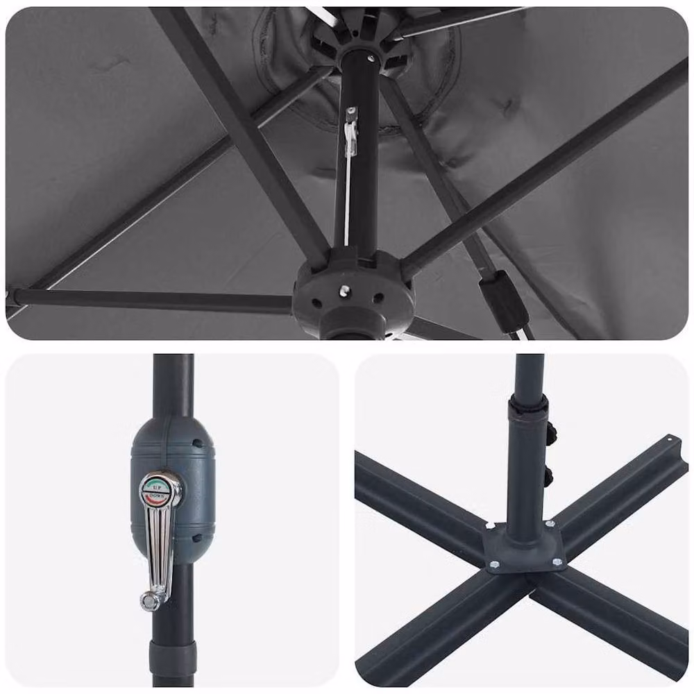 Berkfield Home Modern Folding Garden Parasol in Anthracite Grey, W: 380 cm, D: 196 cm, H: 235 cm – 3