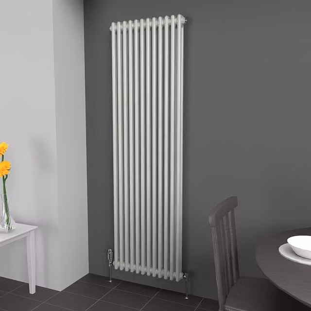 Lux Heat Vertical Coloured Column Radiator in Dove Grey, H 180 cm x W 56 cm