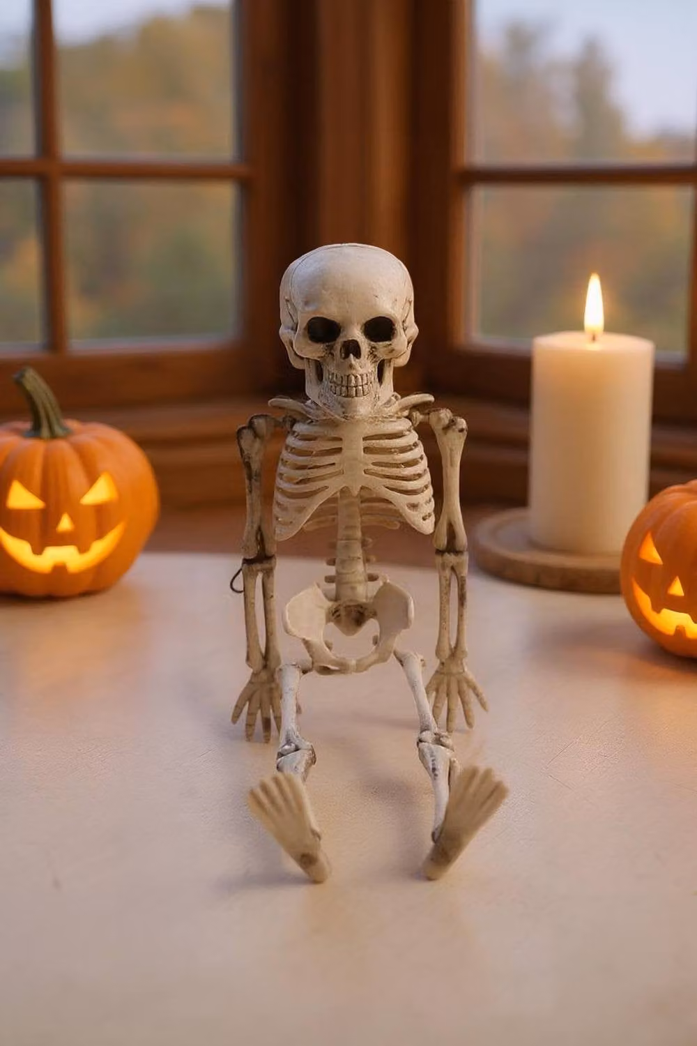 Garden Sanctuary Realistic Posable Hanging Skeleton Figure in White for Halloween – 2