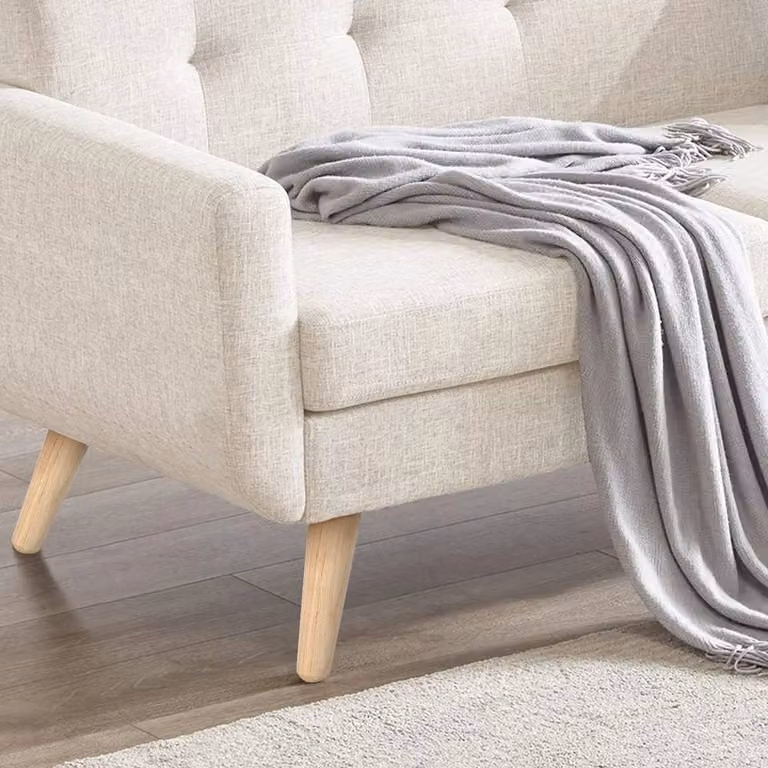 FLAVORA Natural Pine Table with Tapered Wooden Legs, W: 1000 cm, D: 52 cm, H: 15 cm