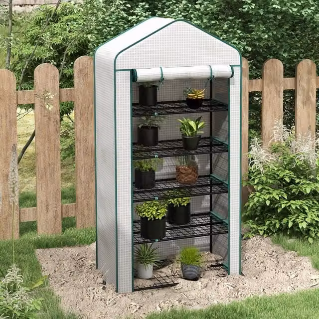 Outsunny 5 Tier Widened Mini Freestanding Greenhouse in White