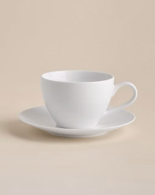 M&S Maxim White Porcelain Cappuccino Cup and Saucer Set