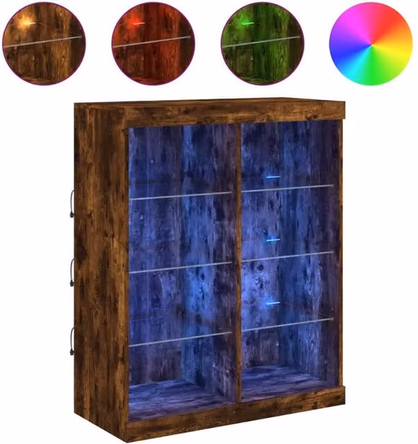 Berkfield Home Modern Sideboard with Integrated LED Lights in Smoked Oak Brown, W/D/H: 81 x 37 x 100 cm – 1