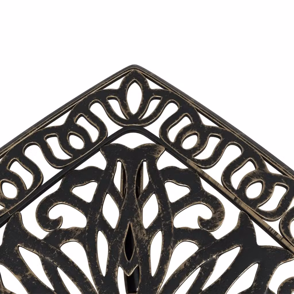 Berkfield Home Garden Table in Bronze Brown Cast Aluminium W/D/H: 53 x 53 x 53 cm – 5