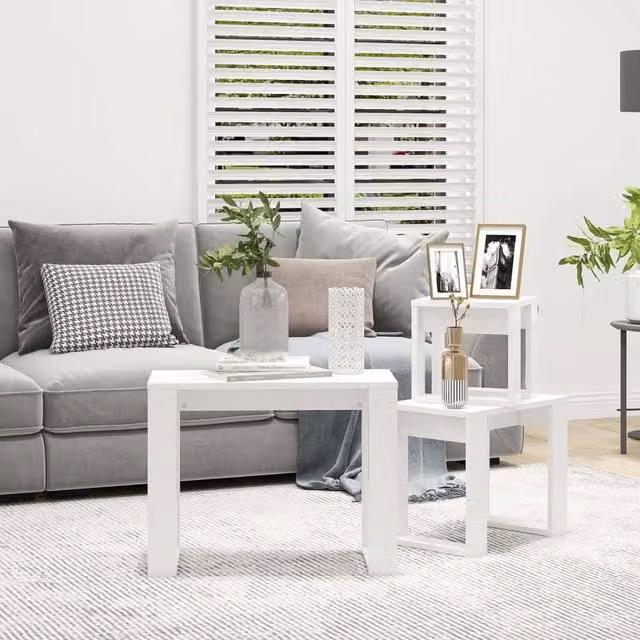 Berkfield Home Nesting Tables, 3 Piece Set in White Matt MDF