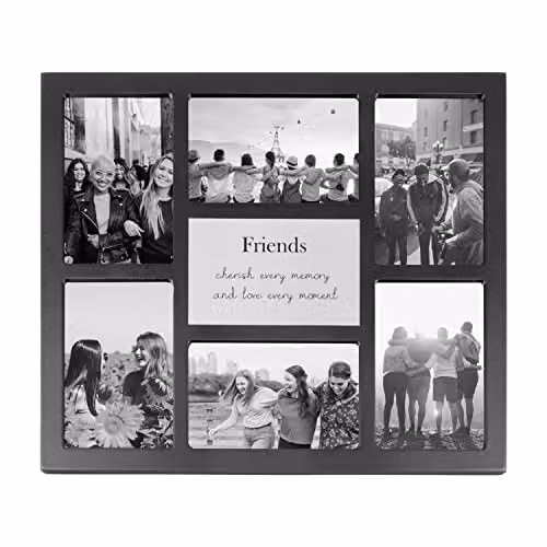 Happy Homewares Modern Black Multi Collage Picture Frame with Friends Wording for Table or Wall