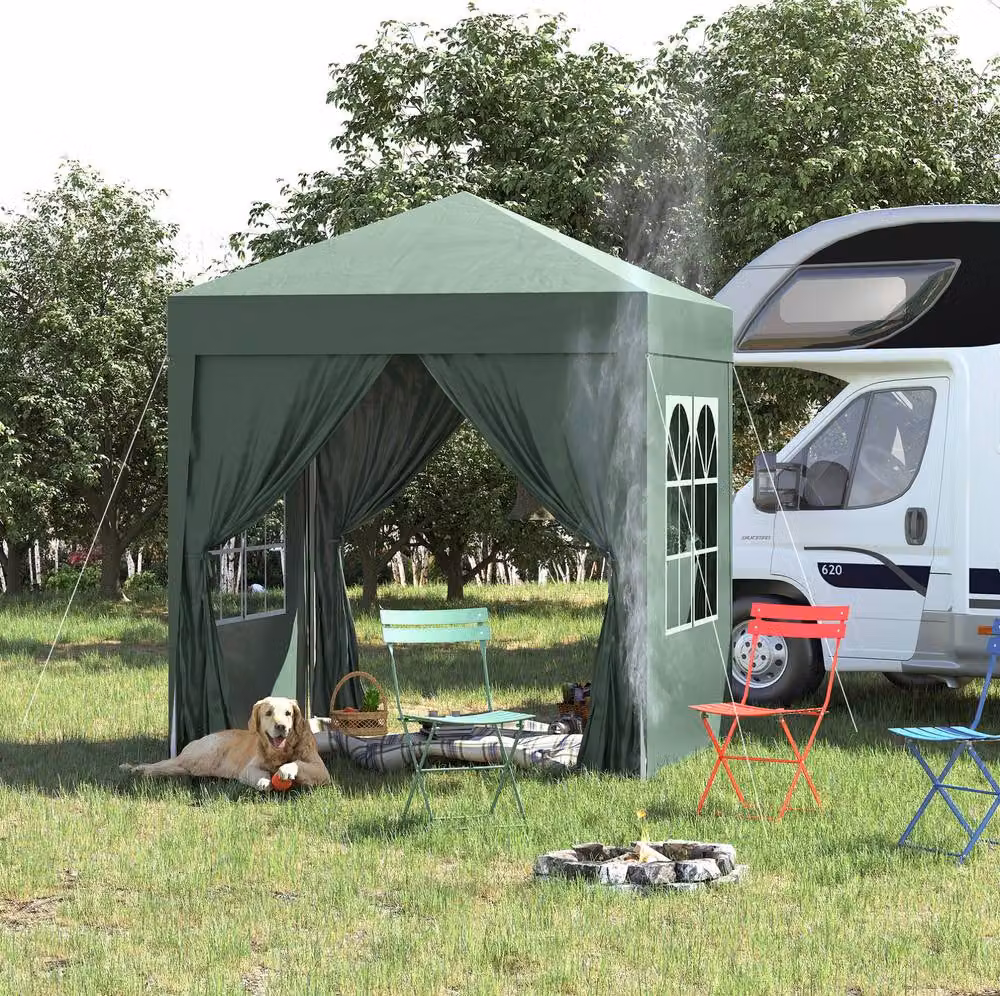 STILVORA Pop-Up Gazebo with Removable Walls and Windows in Green, W/D/H: 2 x 2 x 2.4 m – 2