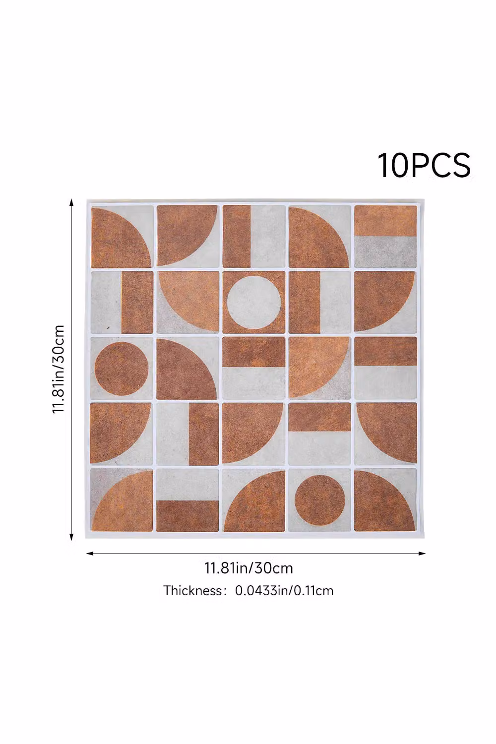 Living and Home 10 Pcs Self-adhesive 3D Geometric Pattern Square Wall Tile Stickers, Brown, W/D/H: 30 x 30 x 30 mm – 3