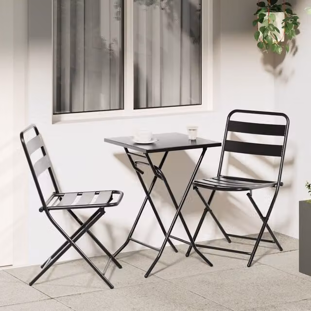 Berkfield Home 3 Piece Folding Bistro Set in Anthracite Steel