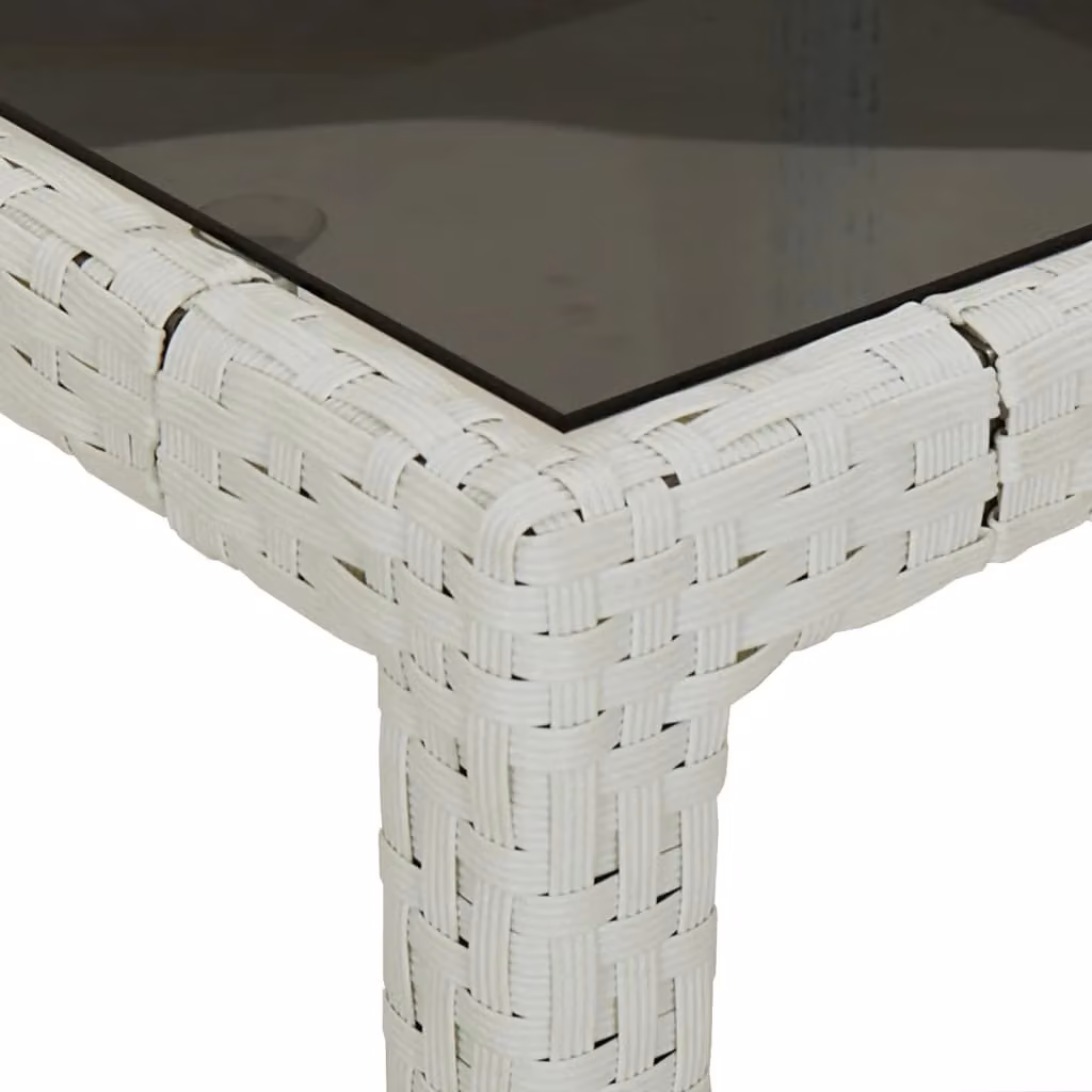 Berkfield Home White Poly Rattan and Tempered Glass Garden Table W: 250 cm, D: 100 cm, H: 75 cm – 3