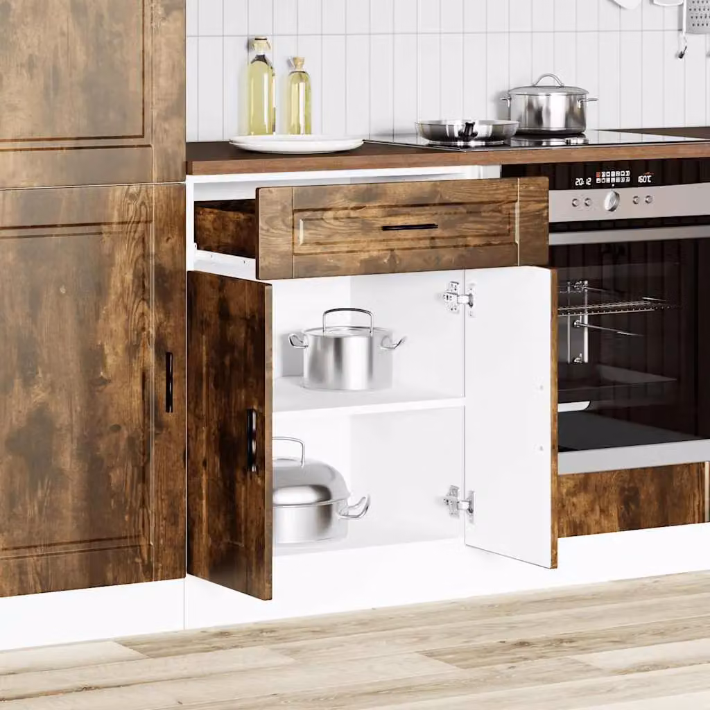 Berkfield Home Porto Smoked Oak Kitchen Base Cabinet in Brown – 2