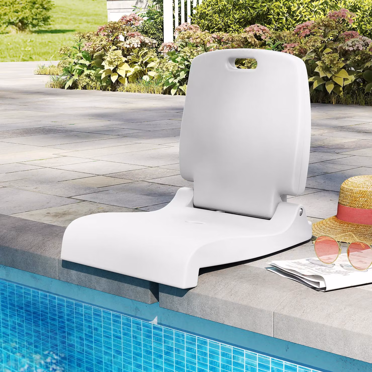 Costway Foldable Outdoor Poolside Chair in White – 2