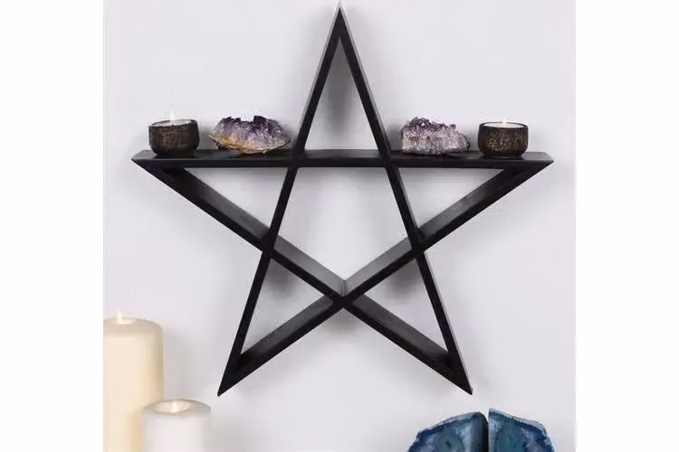 KDMD Pentagram Geometric Star Wall Shelf in Matt Black Metal – 3