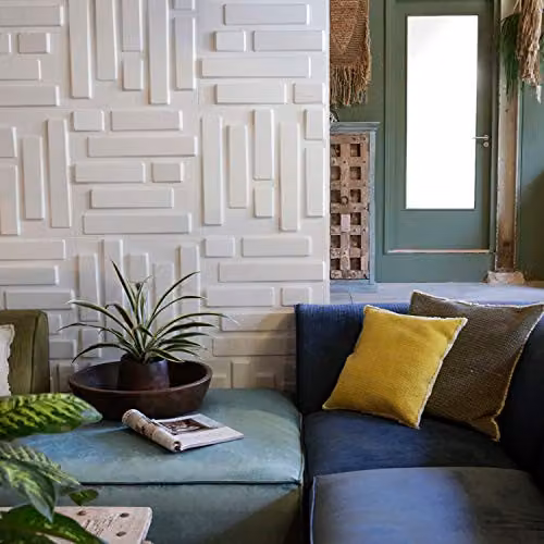 WALPLUS W3DP0002 White Bricks 3D Wall Panel with Geometric Abstract Design – 2