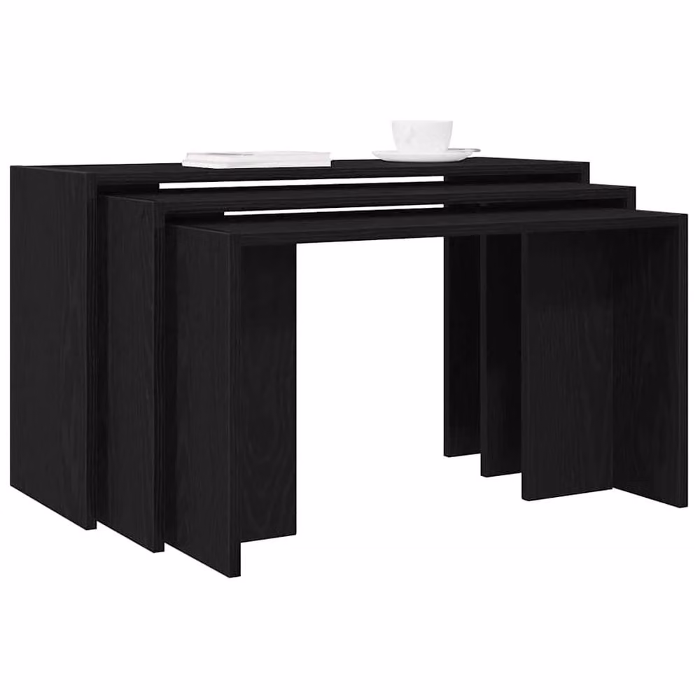 Berkfield Home Nesting Tables, 3 Piece Set in Black Matt Engineered Wood – 2